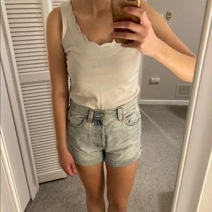 J crew scalloped neck gray tank